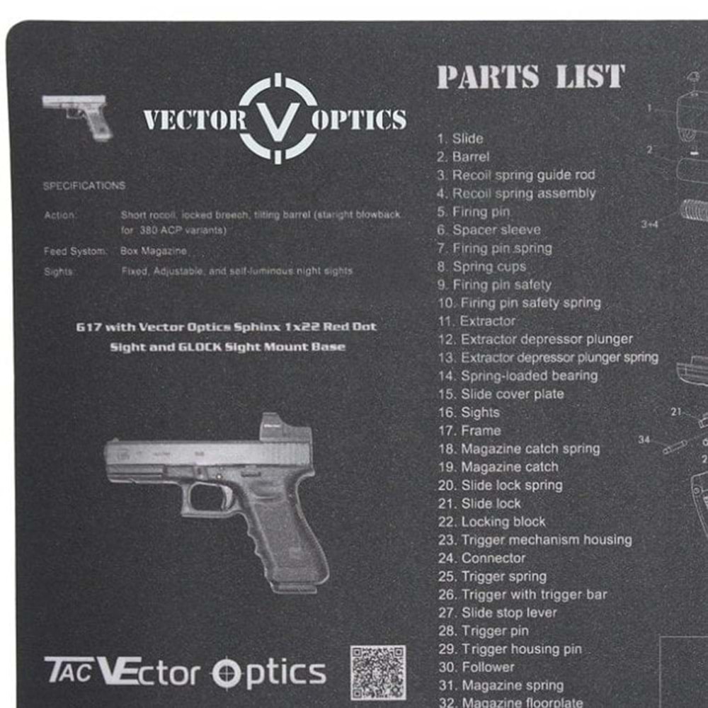 Glock Tabanca Temizleme Pedi - Servis Altlığı (Bench Mat)