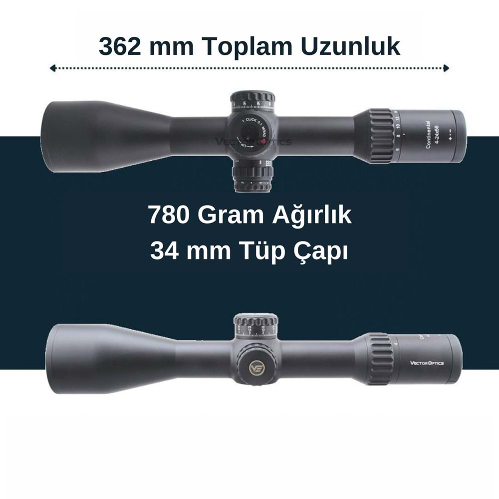 Continental x6 4-24x56 MBR FFP 34mm Uzun mesafe yivli tüfek dürbünü