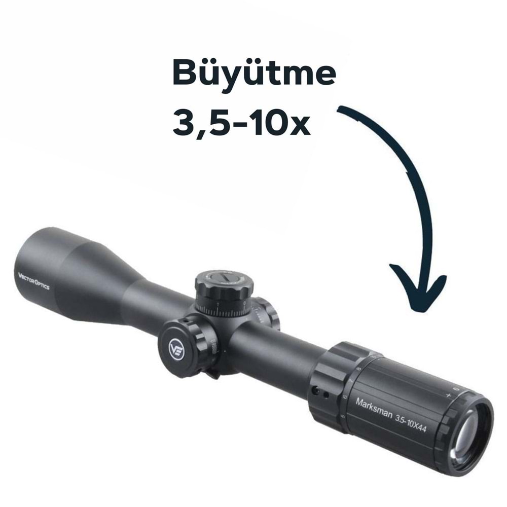 Vector Optics MARKSMAN 3.5-10X44 SFP Tüfek Dürbünü SCOM-04