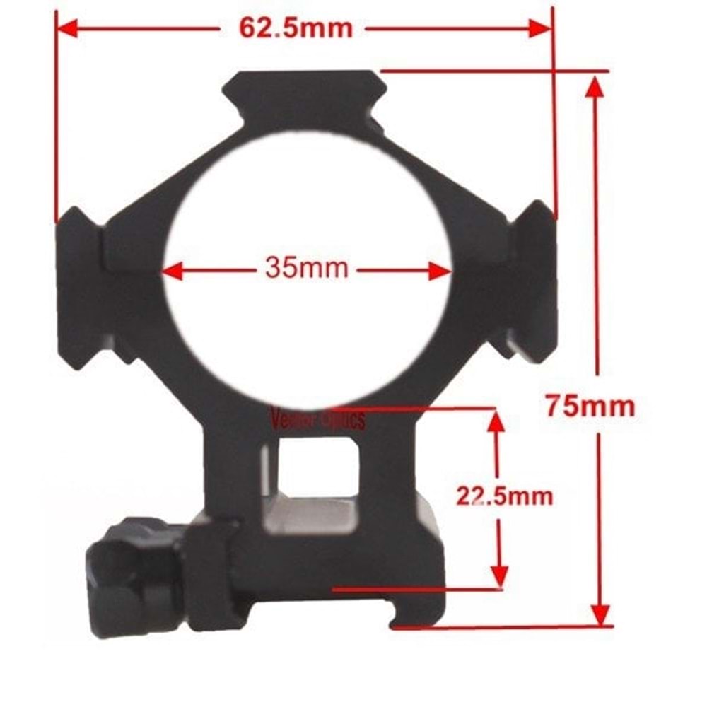 Vector Optics Hydra 35mm Tri-Rails Weaver Dürbün Montaj Ayağı SCTM-20A