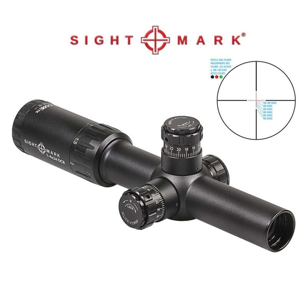 Sightmark Core TX 1-4x24DCR .223/.308 BDC Dual Caliber Tüfek Dürbünü