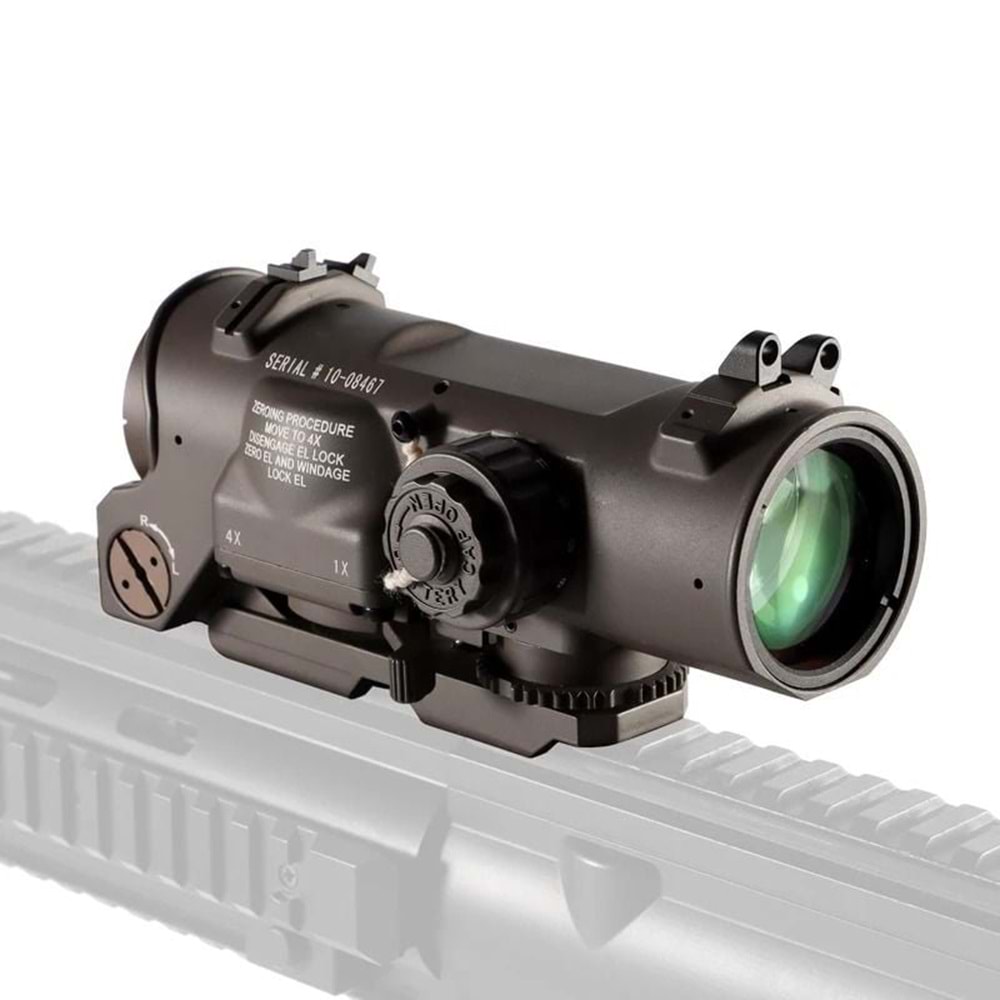 SOTAC Tactical Rifle Scope 1x-4x Fixed Dual Purpose Scope Red Illuminated Airsoft ELCAN - 1-4x32F1