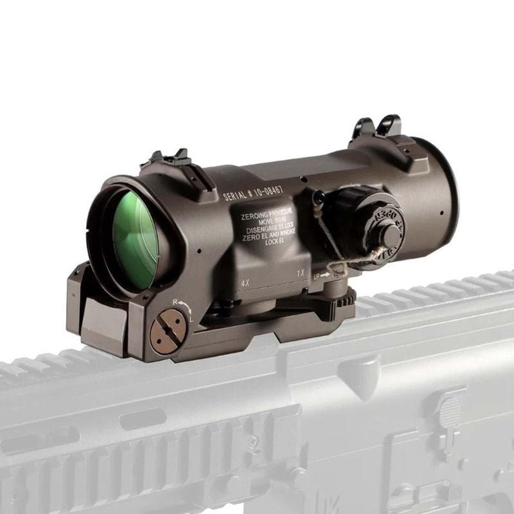 SOTAC Tactical Rifle Scope 1x-4x Fixed Dual Purpose Scope Red Illuminated Airsoft ELCAN - 1-4x32F1