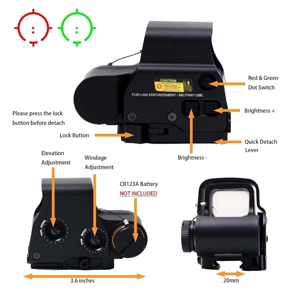 SOTAC 558 Red Dot Holo Sight Metal Scope 10 Levels Brightness Adjustment Holographic Sight Nişangah - Tan
