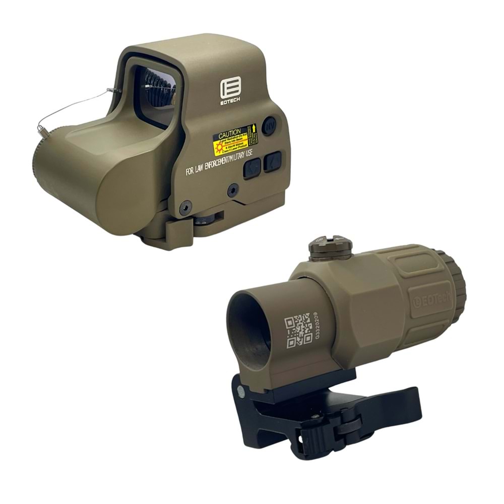 SOTAC 558 G33 TAN Red Dot Holographic Reflex Sight + G33 3X Magnifier Combo Built-in Flip QD Mount Nişangah - TAN