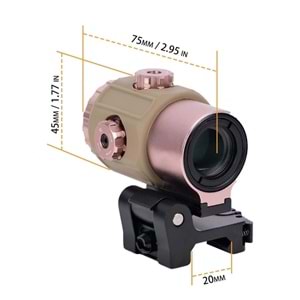 SOTAC 558 G43 Red & Green Dot Holographic Reflex Sight Scope with G43 3X Magnifier Combo Built-in Flip QD Mount Nişangah- Pembe