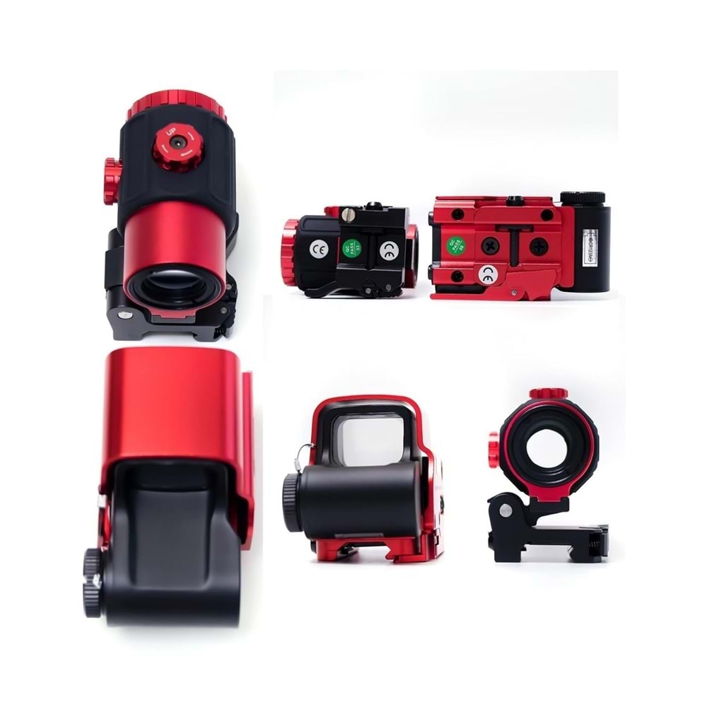 SOTAC 558 G43 Red & Green Dot Holographic Reflex Sight Scope with G43 3X Magnifier Combo Built-in Flip QD Mount Nişangah- Kırmızı