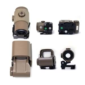 SOTAC 558 G43 Red & Green Dot Holographic Reflex Sight Scope with G43 3X Magnifier Combo Built-in Flip QD Mount Nişangah- Tan