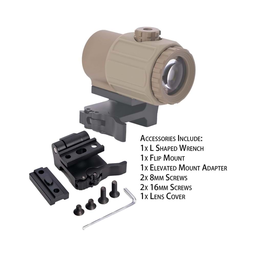 SOTAC 558 G43 Red & Green Dot Holographic Reflex Sight Scope with G43 3X Magnifier Combo Built-in Flip QD Mount Nişangah- Tan