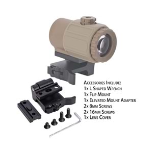 SOTAC 558 G43 Red & Green Dot Holographic Reflex Sight Scope with G43 3X Magnifier Combo Built-in Flip QD Mount Nişangah- Tan