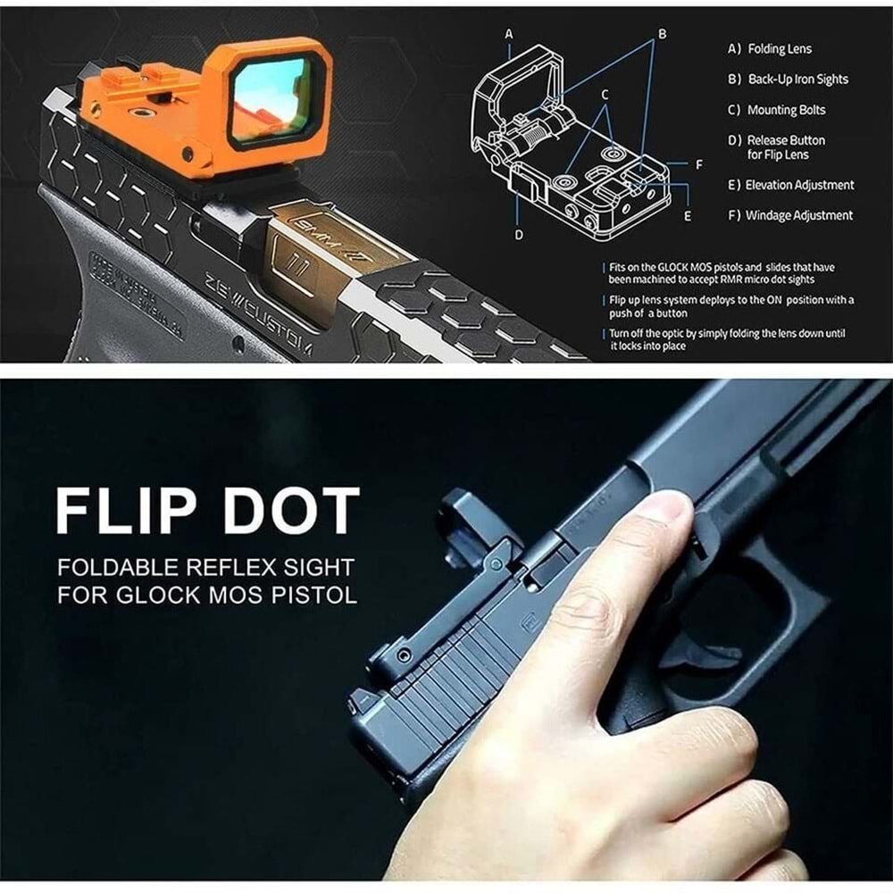 SOTAC Flipdot Reflex Optic 1x22mm 3 MOA Red Dot Sight RoseGold Nişangah - VISM-RG