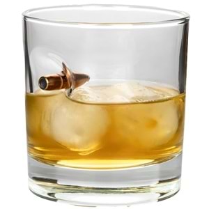 Gerçek .308 Mermili Özel Hediyelik Viski Bardağı Kurşunlu 300cc