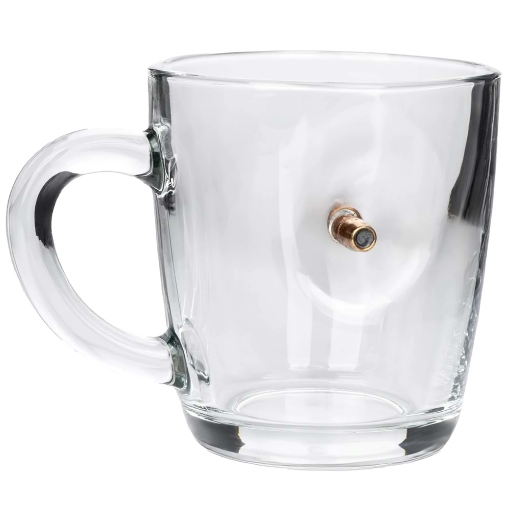 Gerçek .308 Mermili Özel Fıncan Kulplu Kahve Bardağı Hediyelik 340cc