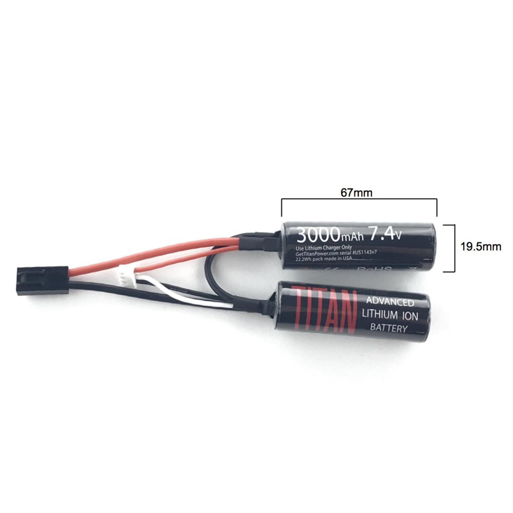 Titan 3000mAh 7.4v Nunchuck TAMIYA Airsoft Li Ion Pil - 1154