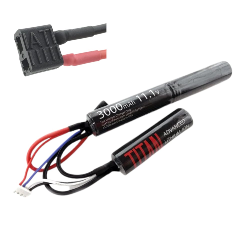 Titan 3000mAh 11.1v Nunchuck T-Plug (Deans) Airsoft Li Ion Pil - 1157