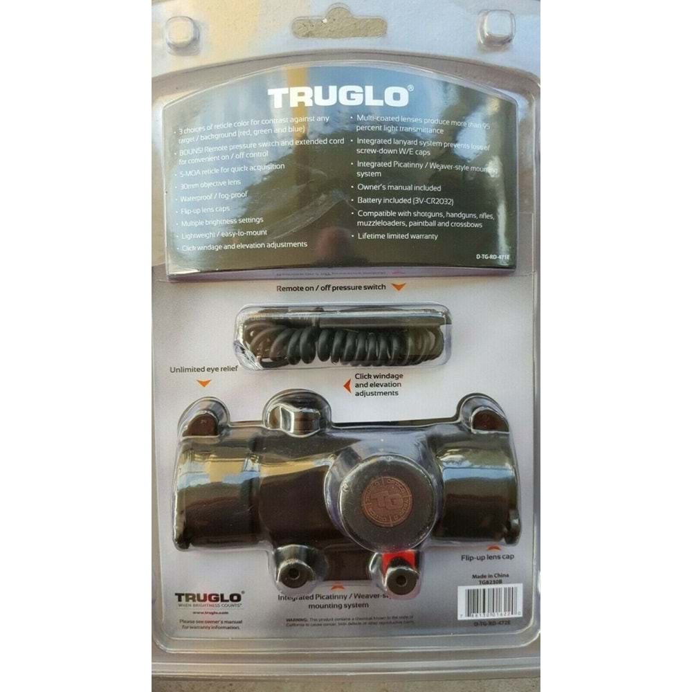 TRUGLO TRITON 3RENK 30mm Siyah 5MOA REDDOT nişangah