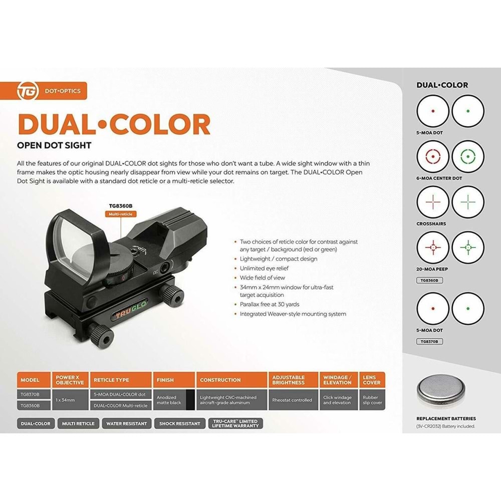 TRUGLO Open Reddot 2RENK Siyah 5MOA