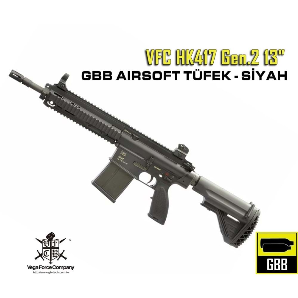 VFC HK417 Gen.2 13'' Assault GBB Airsoft Tüfek - Siyah