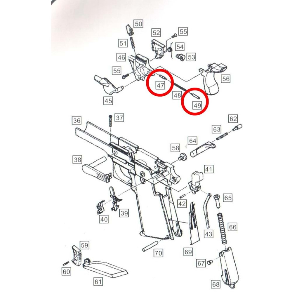 We Colt 1911 Emniyet Mandalı Yayı Pimi Parts No #47 #49