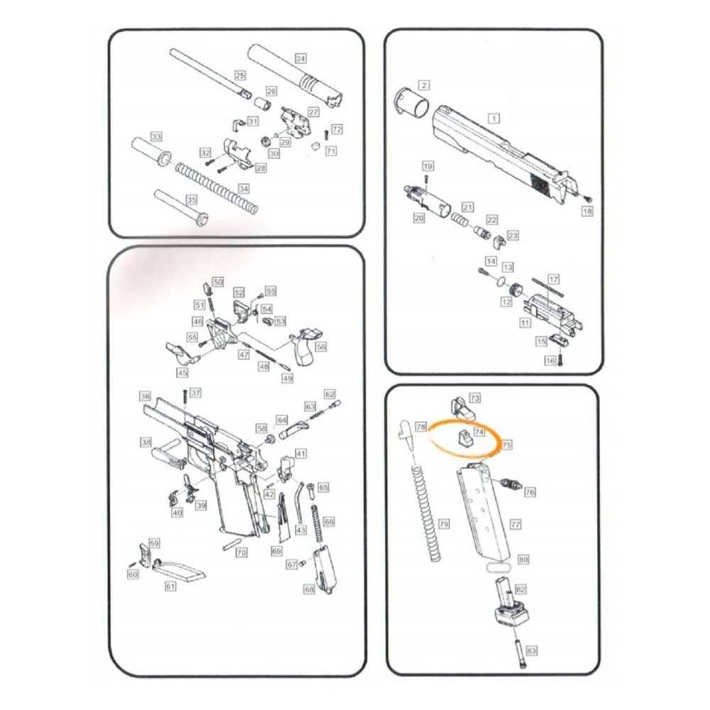 WE 1911 GBB Magazine Gasket / Şarjör Gaz Çıkış Contası Parça #74