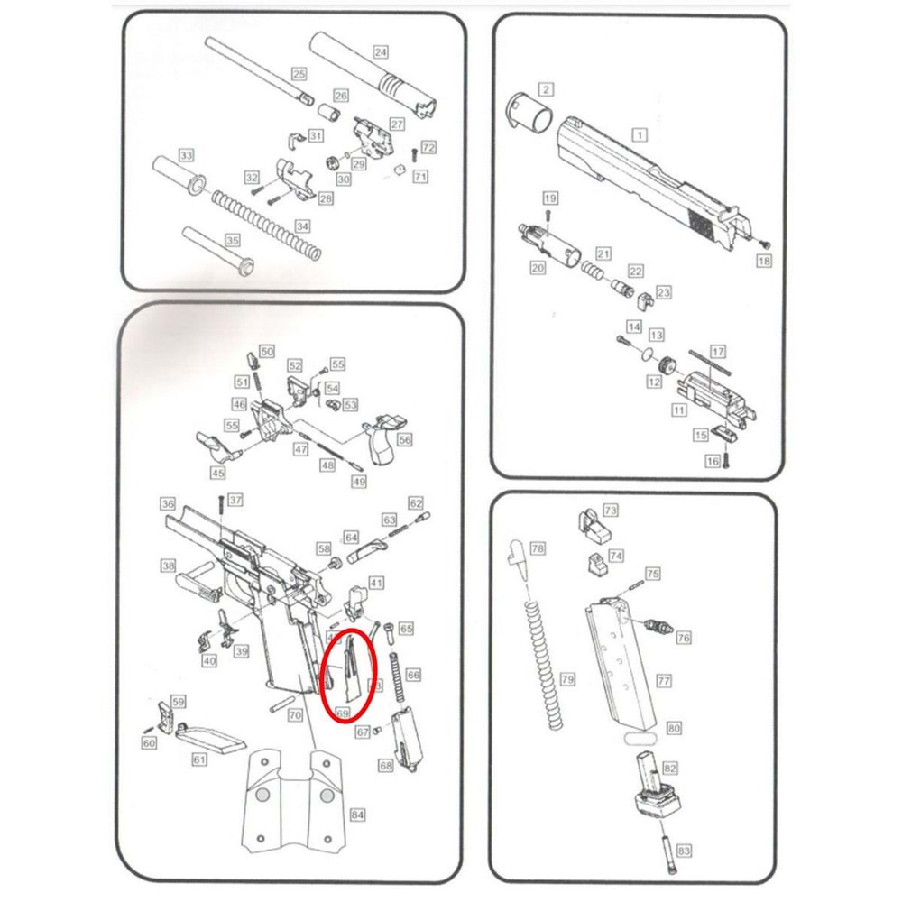 We 1911 V3 Leaf Spring Boğaz Emniyet Yayı Parça No #69