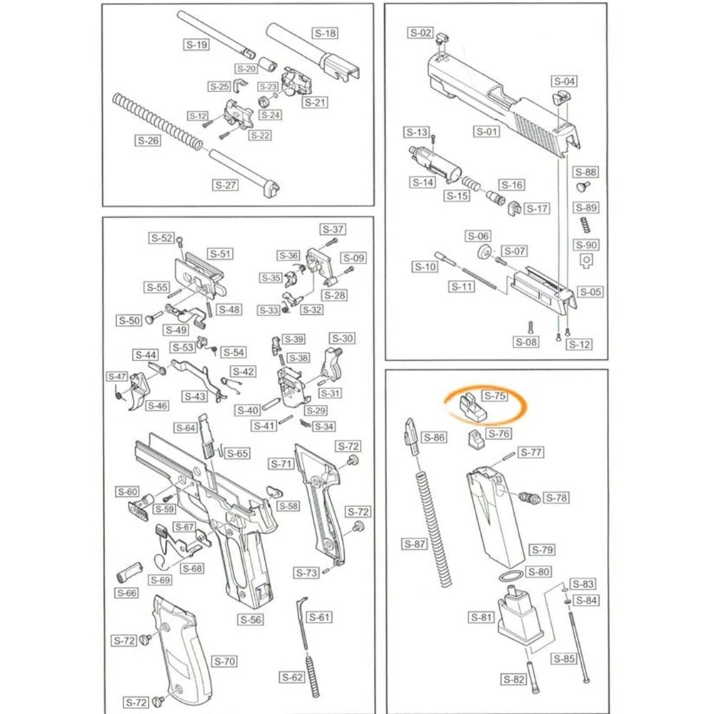 WE F226 - F228 - F229 - MK25 Şarjörün Besleme Ağzı - MAG LIPS / Parça #75