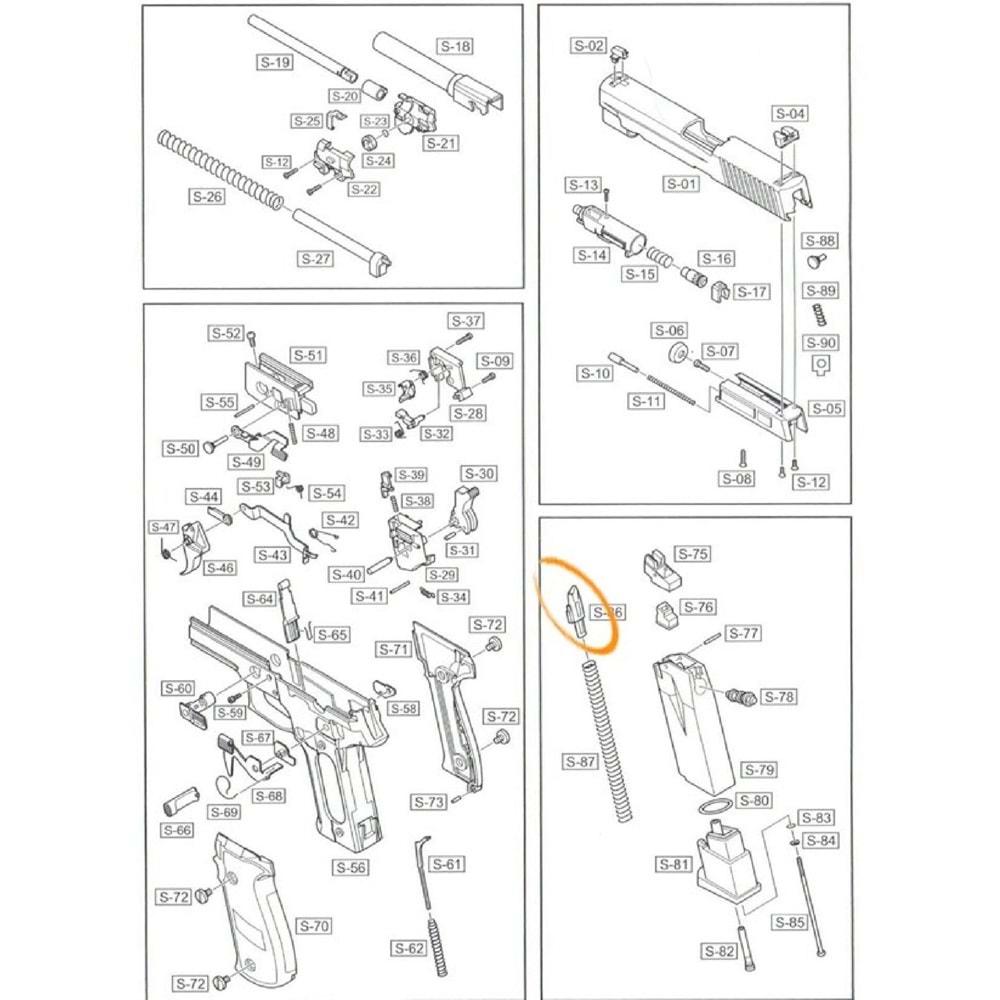 WE F226 - F228 - F229 - MK25 Magazine Follower/ Şarjör BB izleyici Parça #86