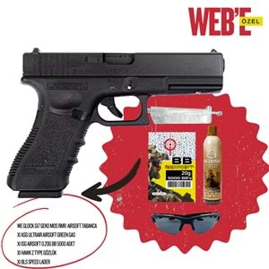 WE GLOCK G17 GEN3 MOS RMR REDDOT AYAKLI GBB AIRSOFT TABANCA SETİ