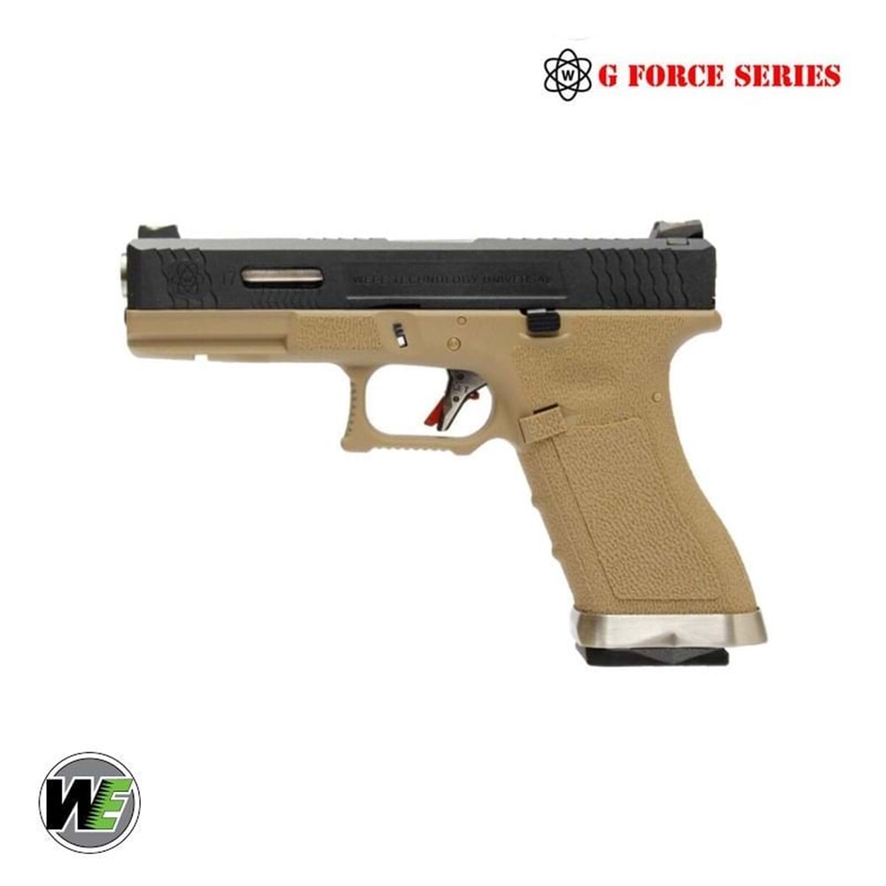 WE Glock G17 T2 TAN GOVDE (Siyah Kızak / Silver Namlu) GBB Airsoft Tabanca