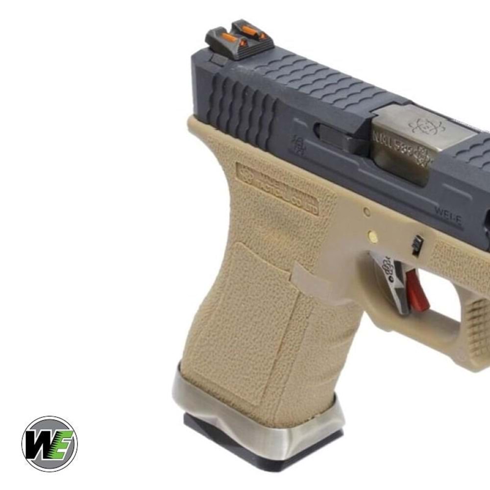 WE Glock G17 T2 TAN GOVDE (Siyah Kızak / Silver Namlu) GBB Airsoft Tabanca
