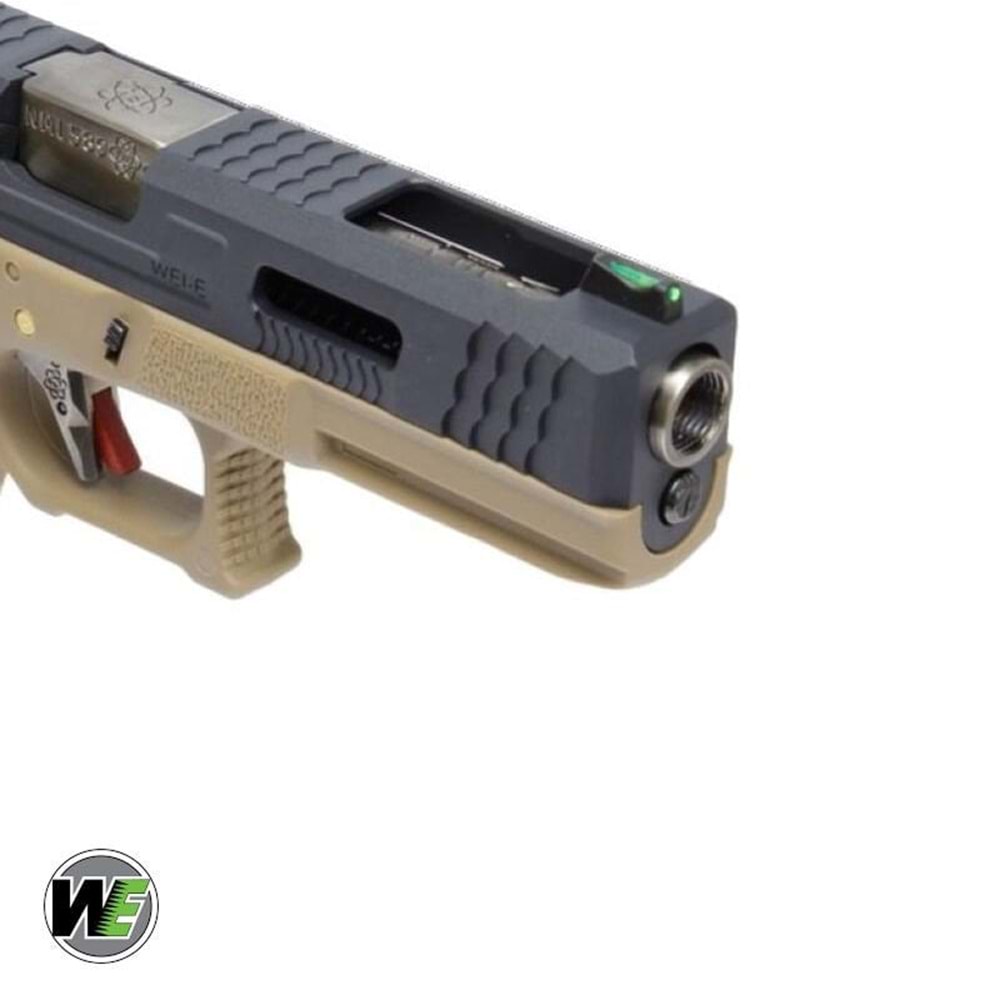 WE Glock G17 T2 TAN GOVDE (Siyah Kızak / Silver Namlu) GBB Airsoft Tabanca