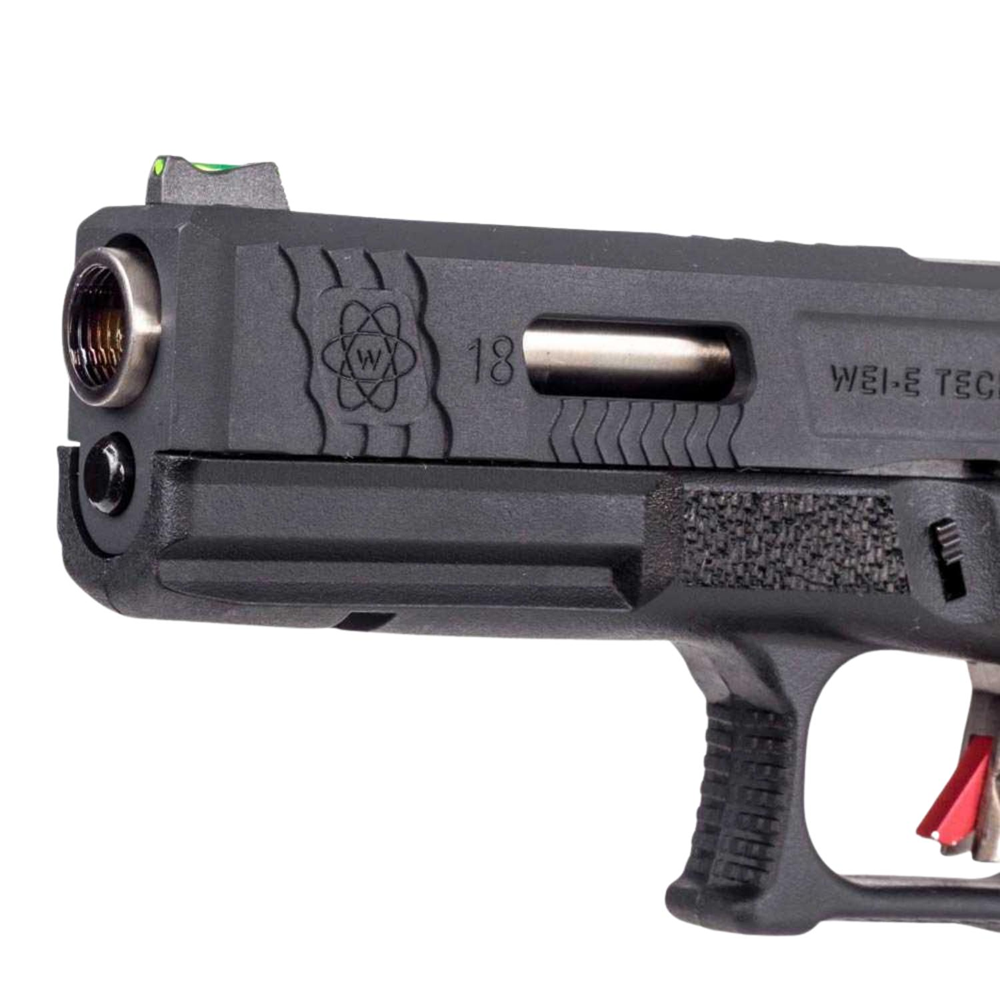 WE GLOCK18 G18 FullAuto T5 GBB Airsoft Tabanca Siyah Gövde / Siyah Sürgü / Silver Namlu (WE-G002WET-5)