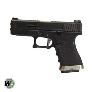 WE Glock G19 T1 SIYAH GOVDE (Siyah Kızak / Altın Namlu) GBB Airsoft Tabanca