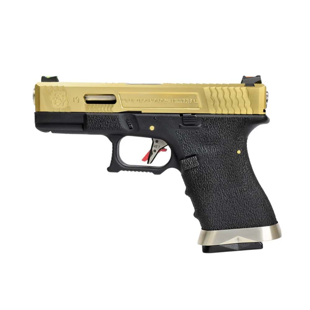 WE Glock G19 Tg GOLD GBB Airsoft Tabanca GOLD Kızak / SV Namlu / BK Gövde