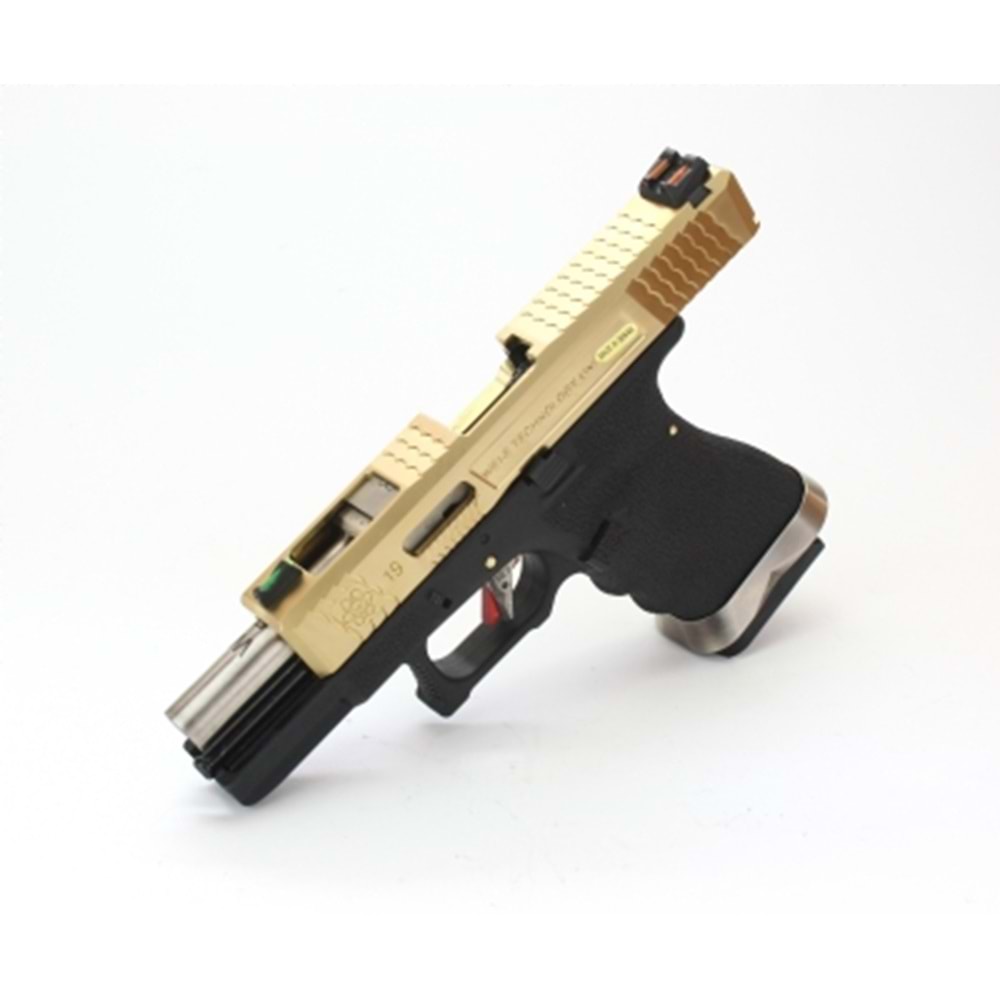 WE Glock G19 Tg GOLD GBB Airsoft Tabanca GOLD Kızak / SV Namlu / BK Gövde