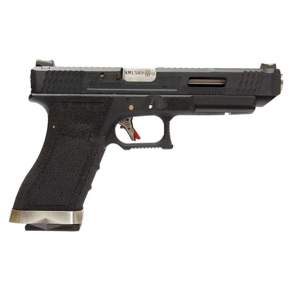 WE G34 T5 Siyah Sürgü/Gümüş Namlu/Siyah Gövde GBB Airsoft Tabanca