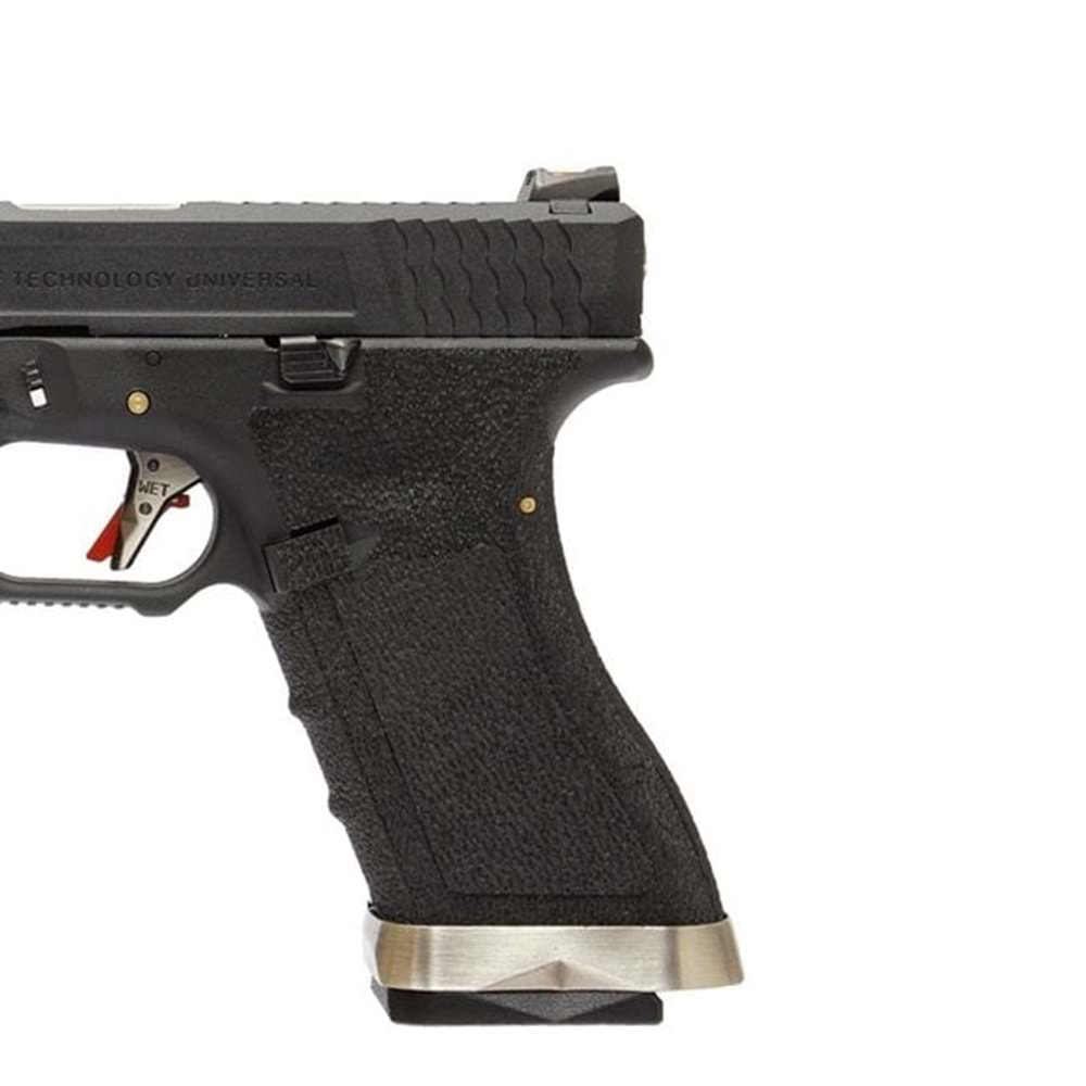 WE G34 T5 Siyah Sürgü/Gümüş Namlu/Siyah Gövde GBB Airsoft Tabanca
