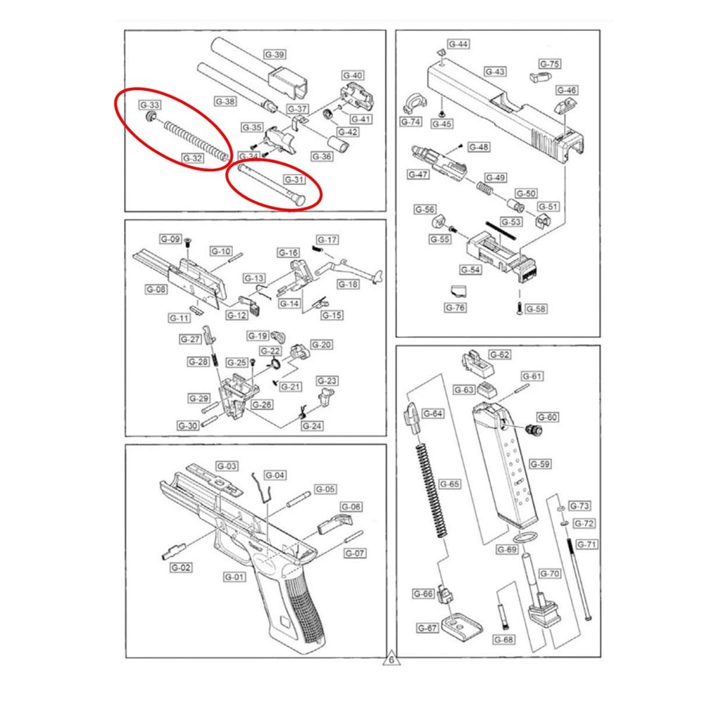 We Glock 17 İcra Mili ve Yayı Parça No G17 #31 #32 #33