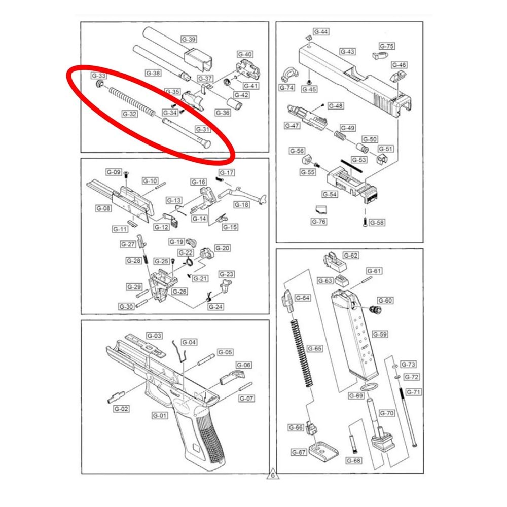 We Glock 19 Gen 5 İcra Yay Seti Parça No G19V #30-34