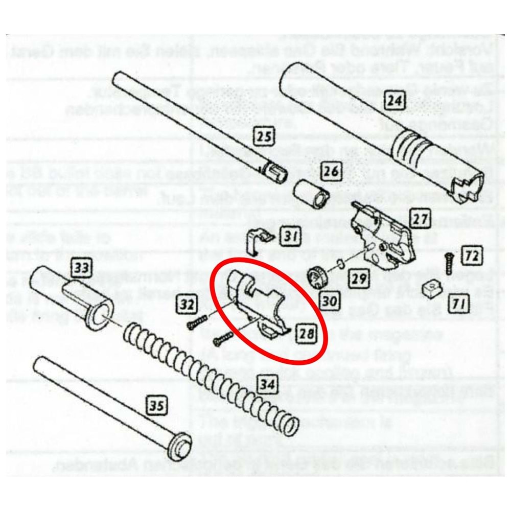 We Hi-Capa 5.1 Hop Up Chamber Sağ Parts No #28