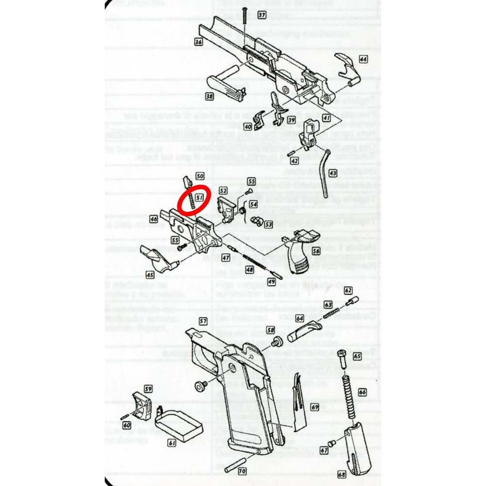 We Hi-Capa 5.1 Hammer Kurucu Emniyet Yayı Parts No #51