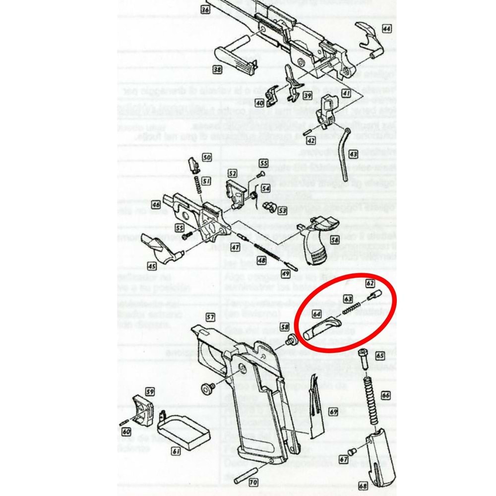 We Hi-Capa 5.1 Full Magazine Release Set Parts No #62 #63 #64