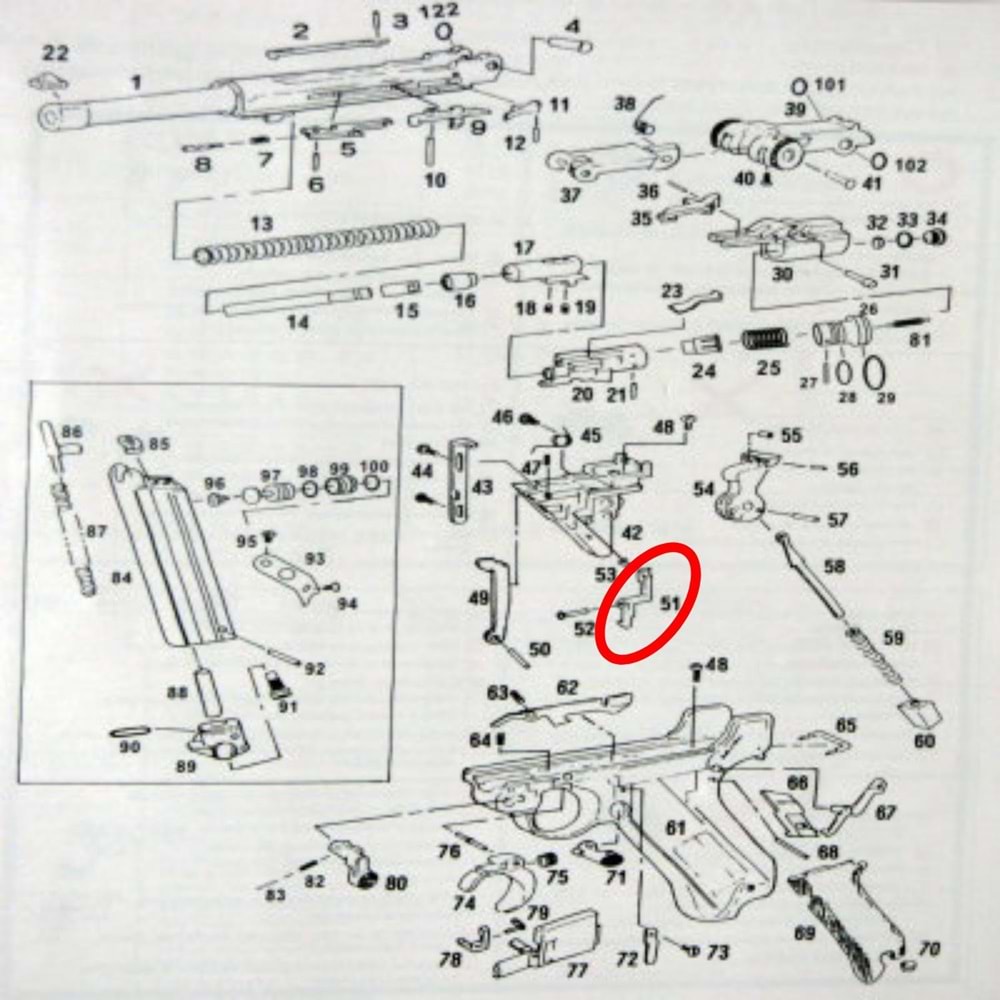 WE P08 P-08 Airsoft GBB - Hammer Release Lever Parça No #51