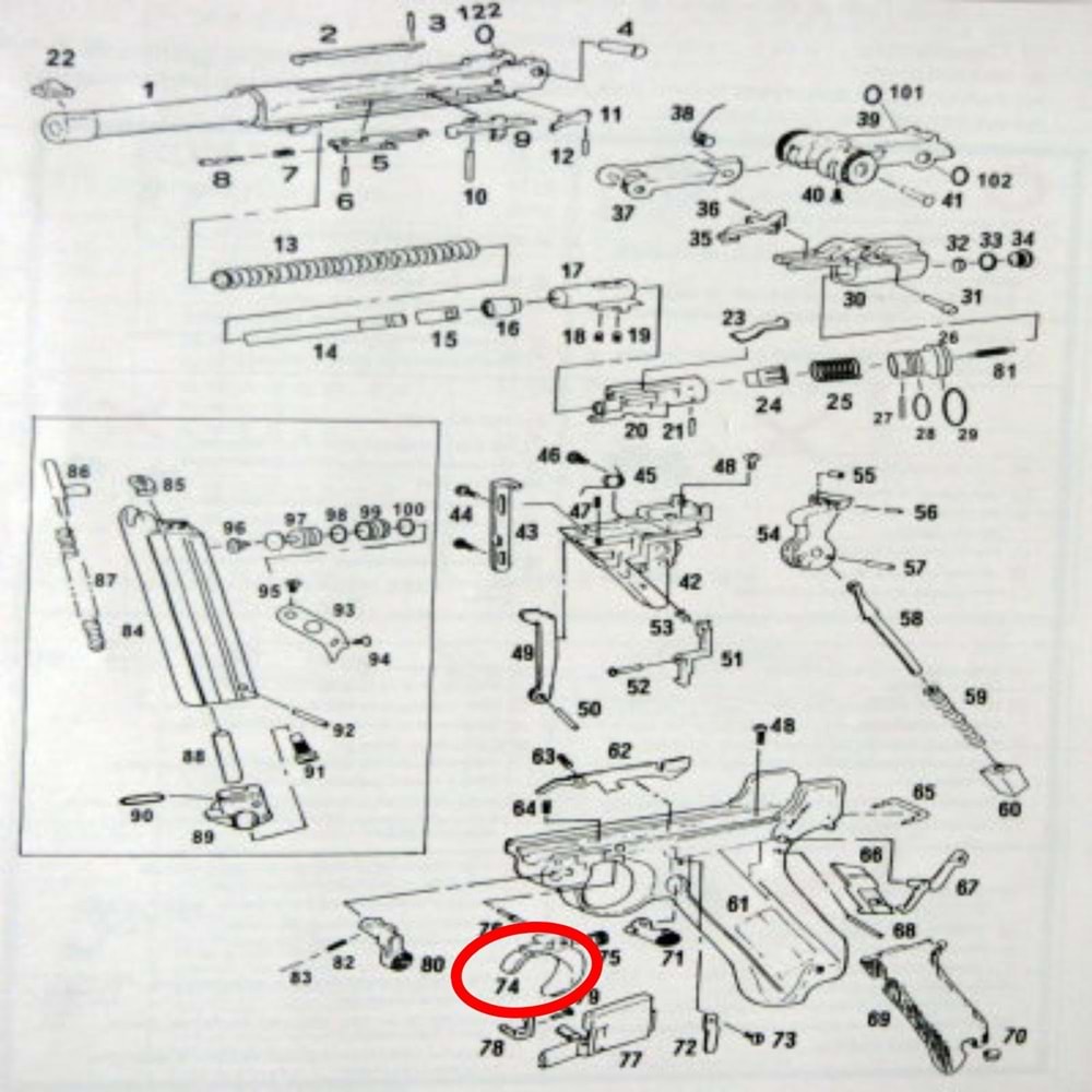 WE P08 P-08 Airsoft GBB Tetik Siyah Parça No #74