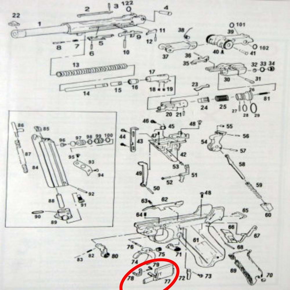 WE P08 P-08 Airsoft GBB Söküm Kapağı Set Parça No #77-78-79