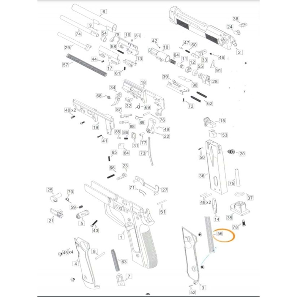 WE M92 WE904 GBB MAGAZINE SPRING / ŞARJÖR YAYI PARÇA #56
